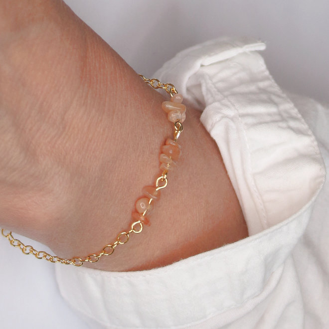 Armband Sonnenstein-Perlen - Sterling Silber vergoldet - ARLIZI 2107 - Jolie