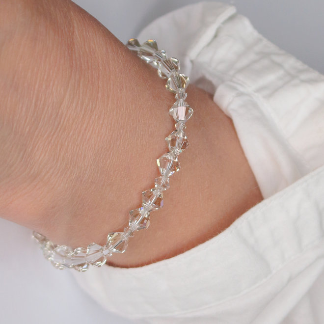 Bracelet transparent Swarovski crystal beads - sterling silver - ARLIZI 1907 - Coco