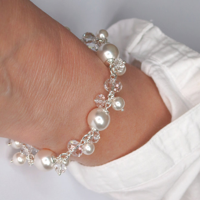 Armband weiß Swarovski Perle Kristall - Sterling Silber - ARLIZI 1345 - Marla