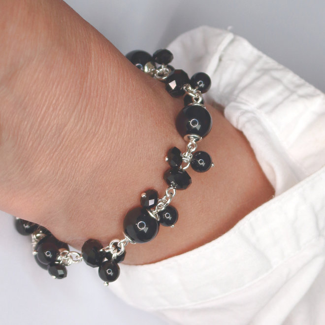 Armband Swarovski Kristall Perle 925 Silber 18 cm schwarz - ARLIZI 1572 - Marla