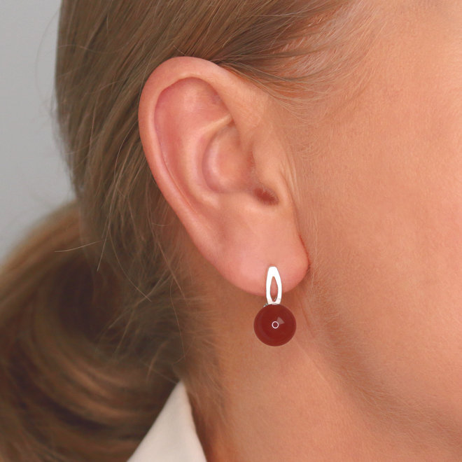Earrings red carnelian ear studs - sterling silver - ARLIZI 2112 - Margo