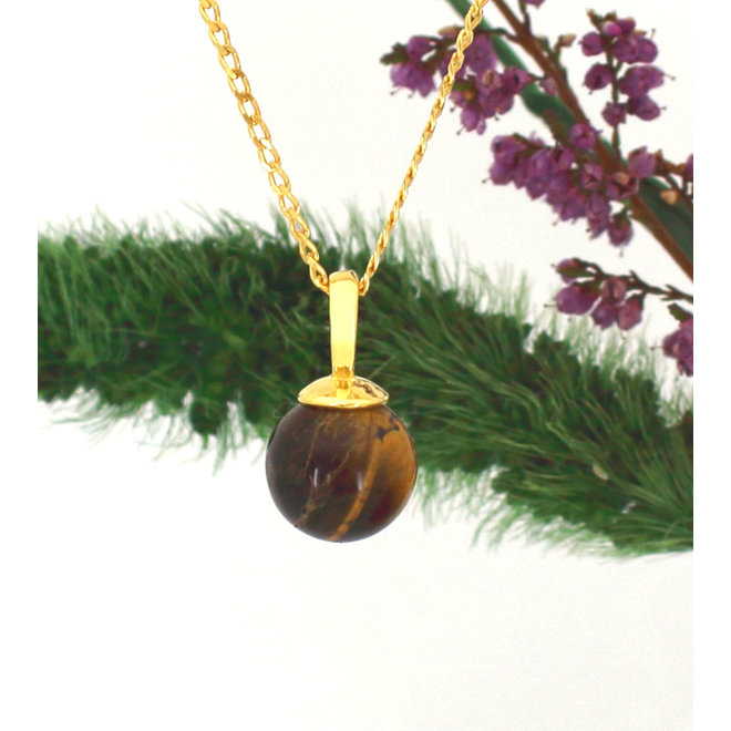 Ketting tijgeroog hanger - verguld - ARLIZI 2119 - Margo