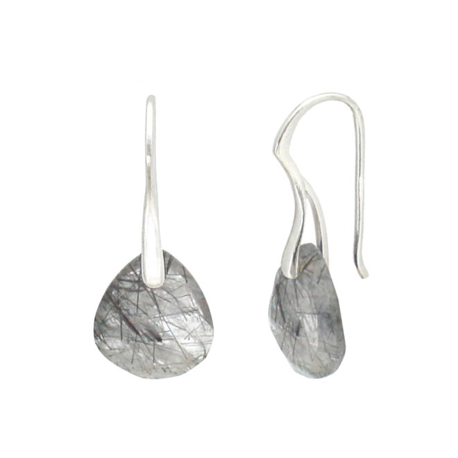 Oorbellen zwart rutielkwarts oorhangers - sterling zilver - ARLIZI 2122 - Allegra