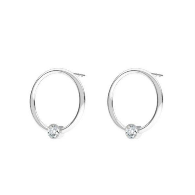 Earrings ring crystal ear studs - sterling silver - ARLIZI 2126 - Olivia