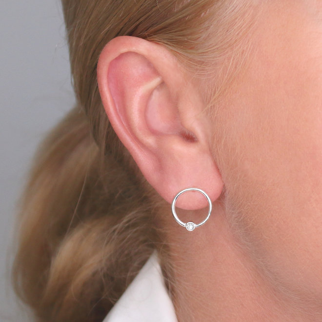 Earrings ring crystal ear studs - sterling silver - ARLIZI 2126 - Olivia