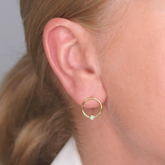 Earrings ring crystal ear studs - gold plated - ARLIZI 2127 - Olivia