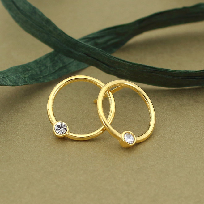 Earrings ring crystal ear studs - gold plated - ARLIZI 2127 - Olivia