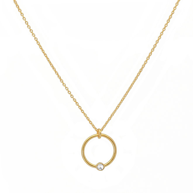 Necklace ring crystal pendant plated - 2129