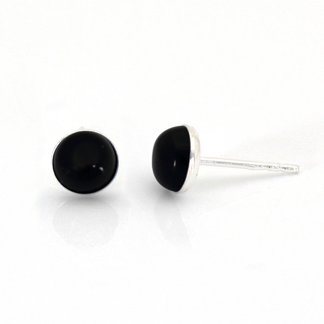 Earrings onyx cabochon - sterling silver - 2130