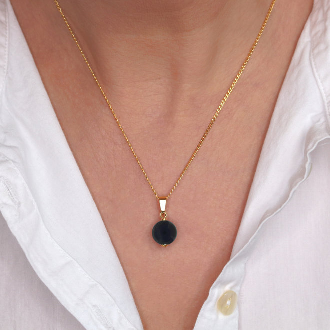 Schmuck Set schwarzer Onyx Anhänger - vergoldet - ARLIZI 2147 - Elise