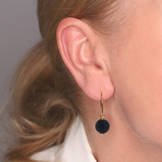 Sieraden set zwarte onyx hanger - verguld - ARLIZI 2147 - Elise