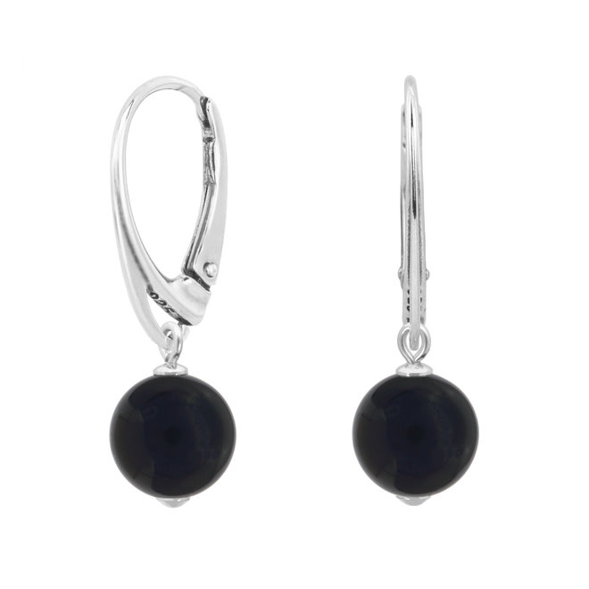 Earrings black onyx sterling silver - 2148