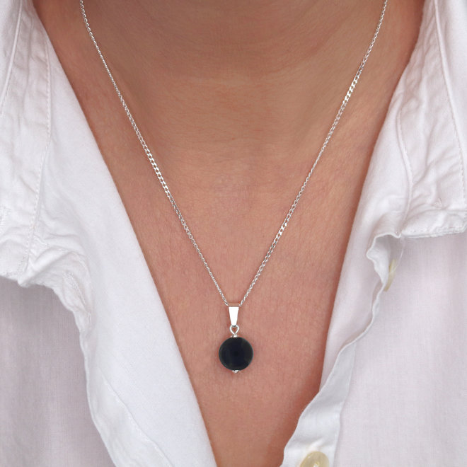 Jewelry set black onyx pendant - sterling silver - ARLIZI 2150 - Elise