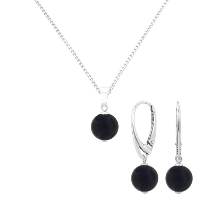 Schmuck Set schwarzer Onyx Anhänger - Sterling Silber - ARLIZI 2150 - Elise