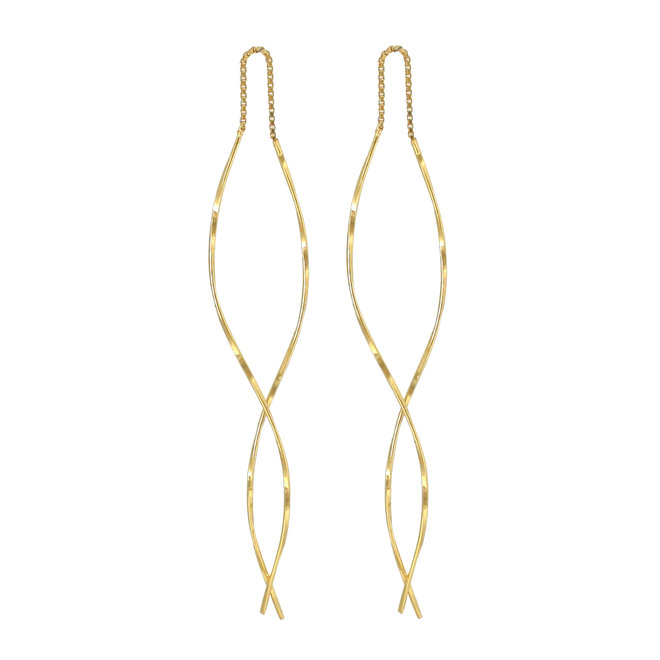 Earrings threaders twisted gold plated - 2158