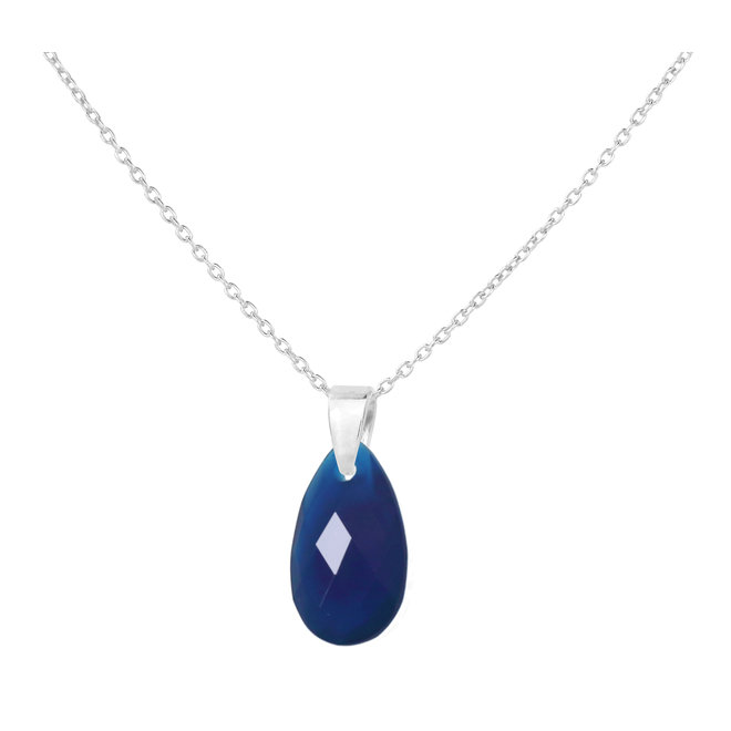 Halskette Blau Onyx Tropfen Anhänger - Sterling Silber - ARLIZI 2159 - Romy