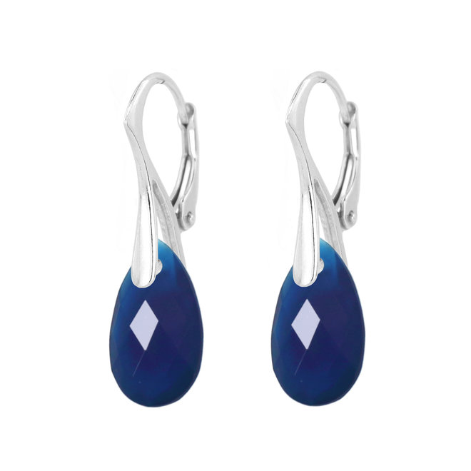 Ohrringe Blau Onyx Tropfen Anhänger - Sterling Silber - ARLIZI 2160 - Romy