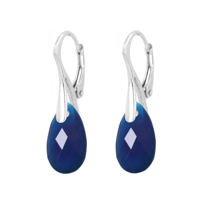 Ohrringe Blau Onyx Tropfen Sterling Silber - 2160