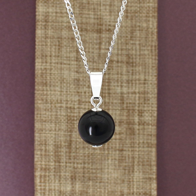 Necklace black onyx pendant - sterling silver - ARLIZI 2149 - Elise