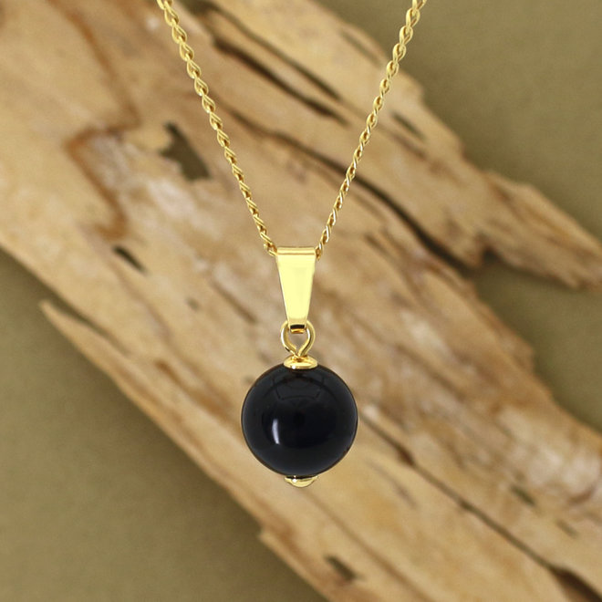 Schmuck Set schwarzer Onyx Anhänger - vergoldet - ARLIZI 2147 - Elise