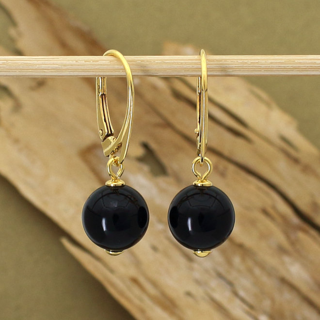 Schmuck Set schwarzer Onyx Anhänger - vergoldet - ARLIZI 2147 - Elise