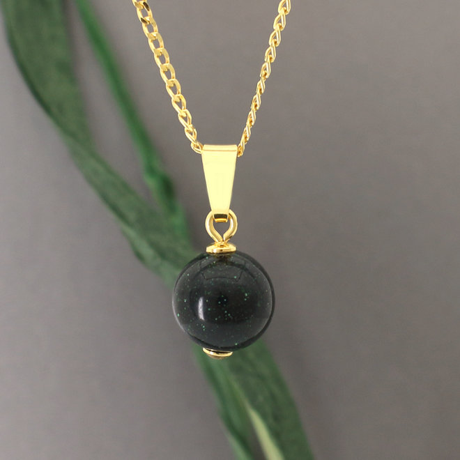Schmuck Set grüner Goldstein Anhänger - vergoldet - ARLIZI 2085 - Elise
