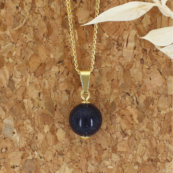 Ketting blauwe goudsteen hanger - verguld - ARLIZI 2078 - Elise