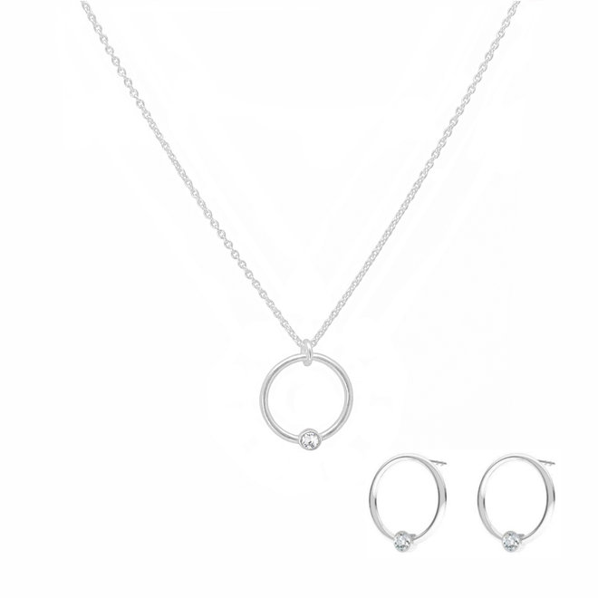 Sieraden set ring kristal hanger - sterling zilver - ARLIZI 2151 - Olivia