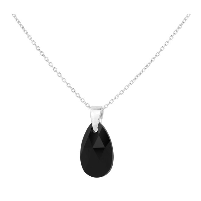 Halskette Schwarz Onyx Tropfen Anhänger - Sterling Silber - ARLIZI 2175 - Romy