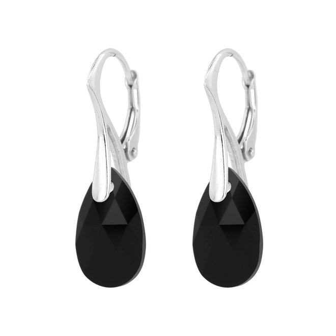 Ohrringe Schwarz Onyx Tropfen Anhänger - Sterling Silber - ARLIZI 2176 - Romy