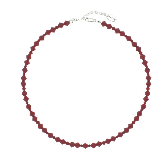 Halskette Rot Swarovski Kristall 925 Silber - 2167