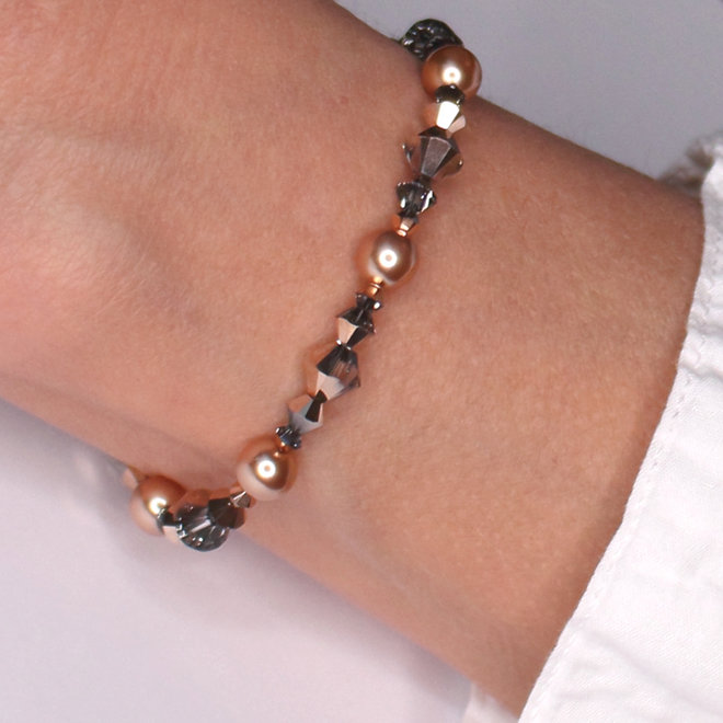 Armband Swarovski parels kristal - sterling zilver roséverguld - ARLIZI 2195 - Roslyn