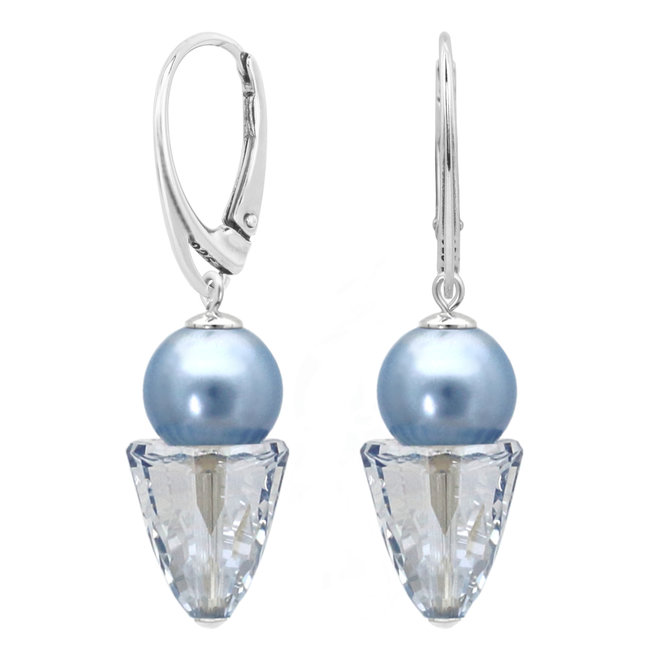 Ohrringe blau Perle und Kristall - Sterling Silber - 2185