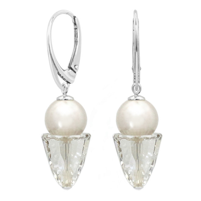 Ohrringe weiß Perle und Kristall - Sterling Silber - 2186