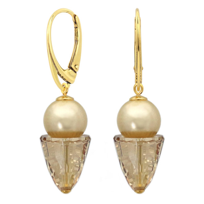 Ohrringe creme Perle und Kristall - Sterling Silber vergoldet - 2188