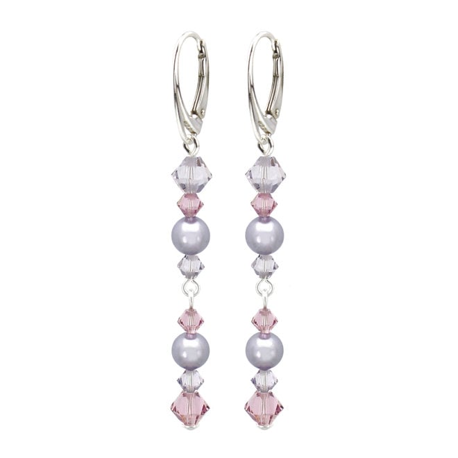 Ohrringe Perle Kristall lila Sterling Silber -  2189