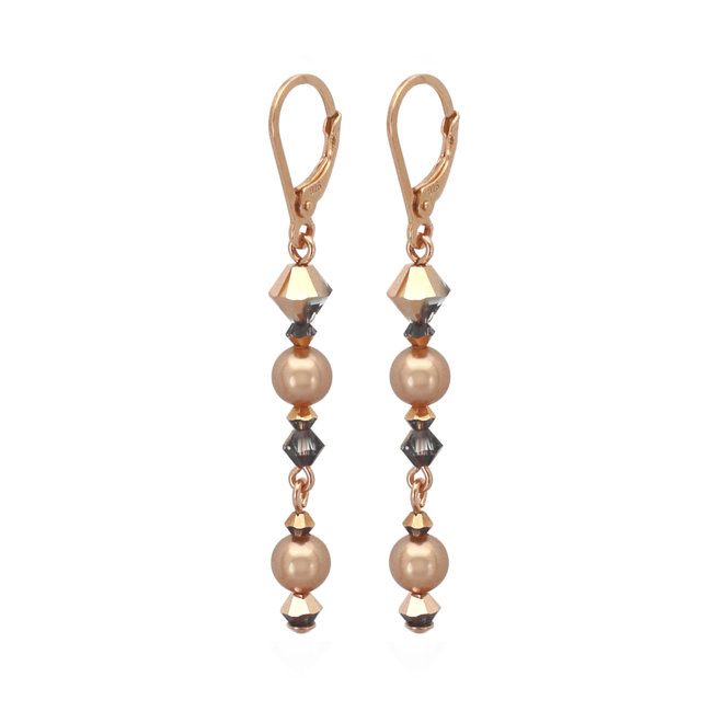 Earrings pearl crystal rose gold plated -  2193