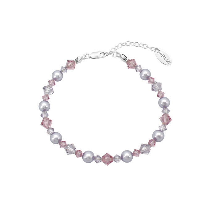Armband Perle Kristall lila Sterling Silber - 2190