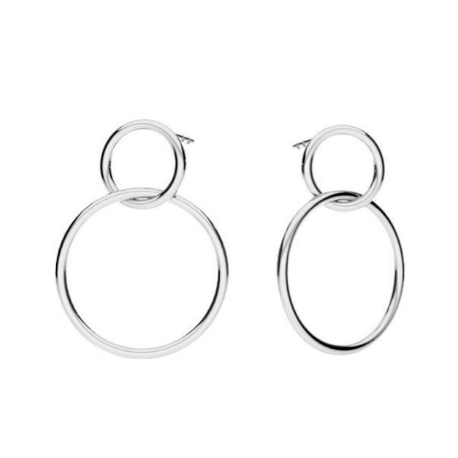 Oorbellen twee ringen sterling zilver - 2206