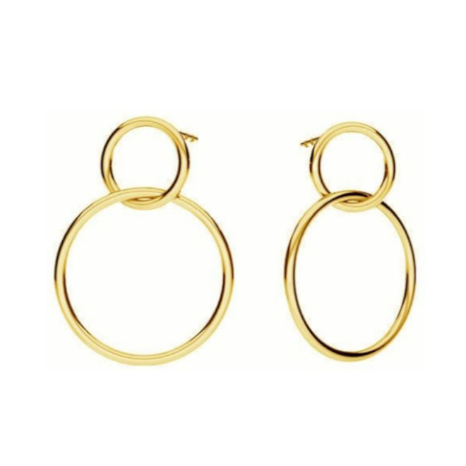Ohrringe  zwei Ringe Sterling Silber vergoldet - 2207