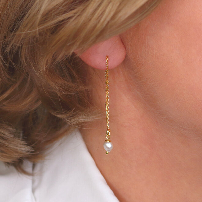 Earrings pull through white freshwater pearl - gold plated - ARLIZI 2230 - Coraline