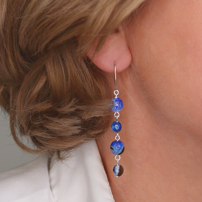 Ohrringe Blau Feuerachat Perlen - Sterling Silber - ARLIZI 2234 - Amelie