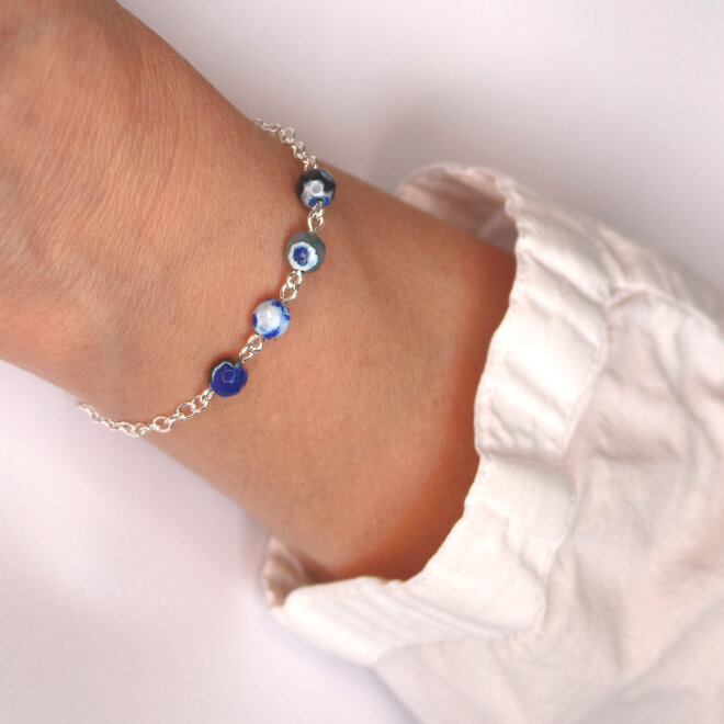 Armband Blau Feuerachat Perlen - Sterling Silber - ARLIZI 2235 - Amelie