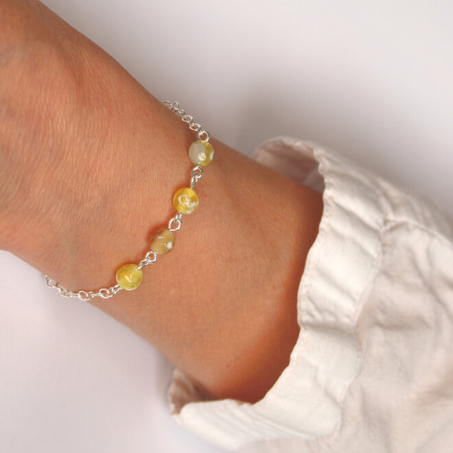 Armband geel vuuragaat kralen - sterling zilver - ARLIZI 2239 - Amelie