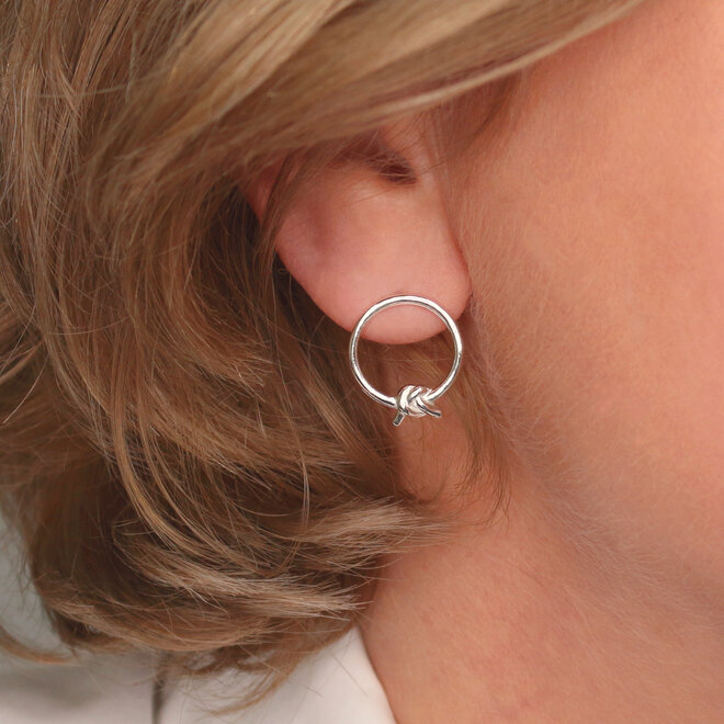 Earrings circle knot ear studs - sterling silver - ARLIZI 2245 - Kendal