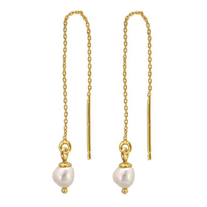 Earrings pull through white freshwater pearl - gold plated - ARLIZI 2230 - Coraline