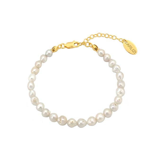 Armband Weiße Süßwasserperlen vergoldet - 2232
