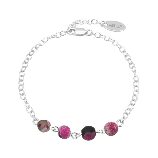 Armband Rosa Feuerachat Perlen - Sterling Silber - ARLIZI 2243 - Amelie