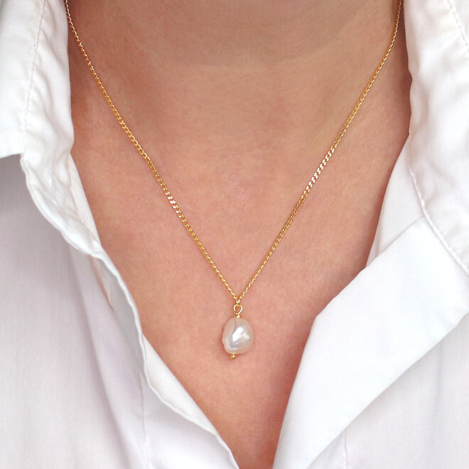 Schmuck Geschenk Set creme Süßwasserperle Anhänger - vergoldet - ARLIZI 2264 - Coraline