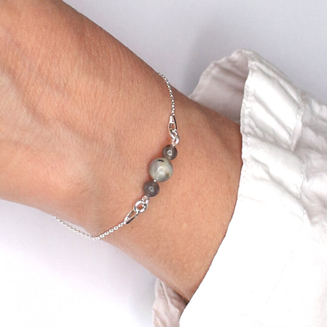 Armband labradoriet kralen - sterling zilver - ARLIZI 2280 - Dilan